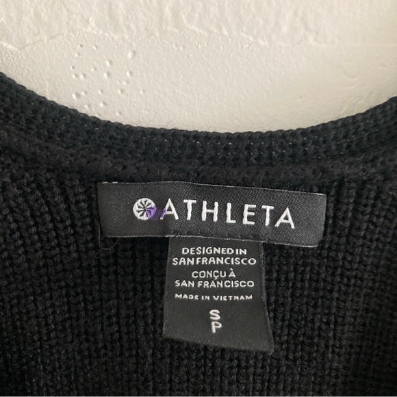 Athleta Merino Wool Blend Hanover Refined V-Neck Sweater Black Quiet Luxury S - Picture 9 of 10